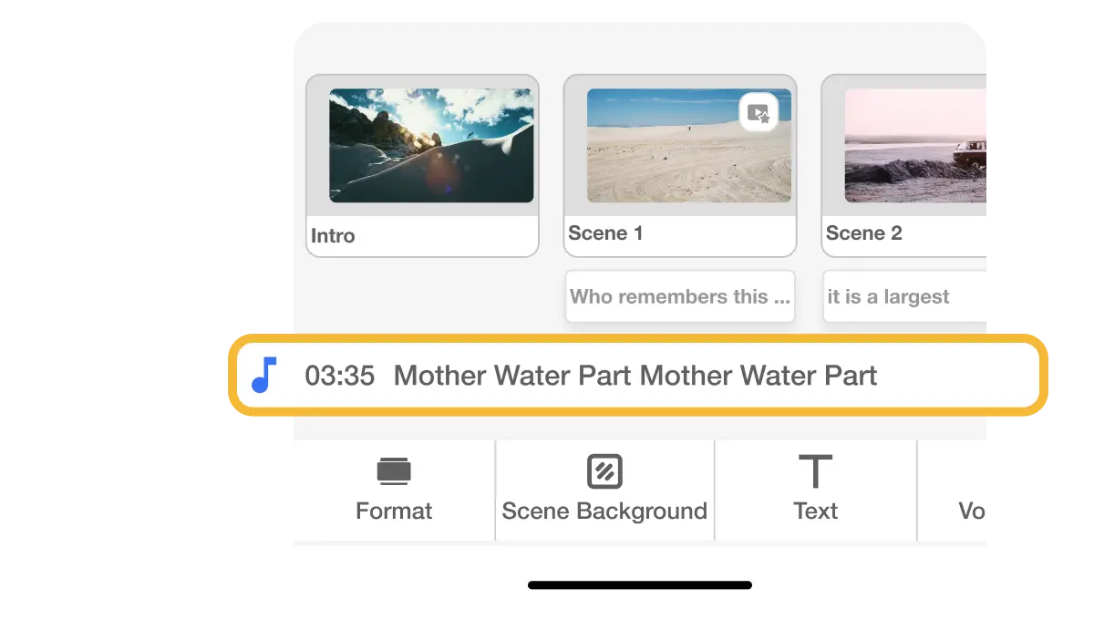 Mobile video editing app that uses AI to select music matching your video’s mood or lets you choose from a curated music library.